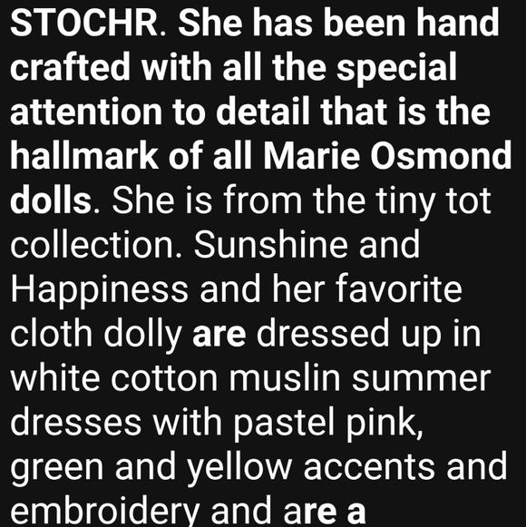 Marie Osmonds Sunshine And Happiness Collectible Doll - Picture 8 of 10